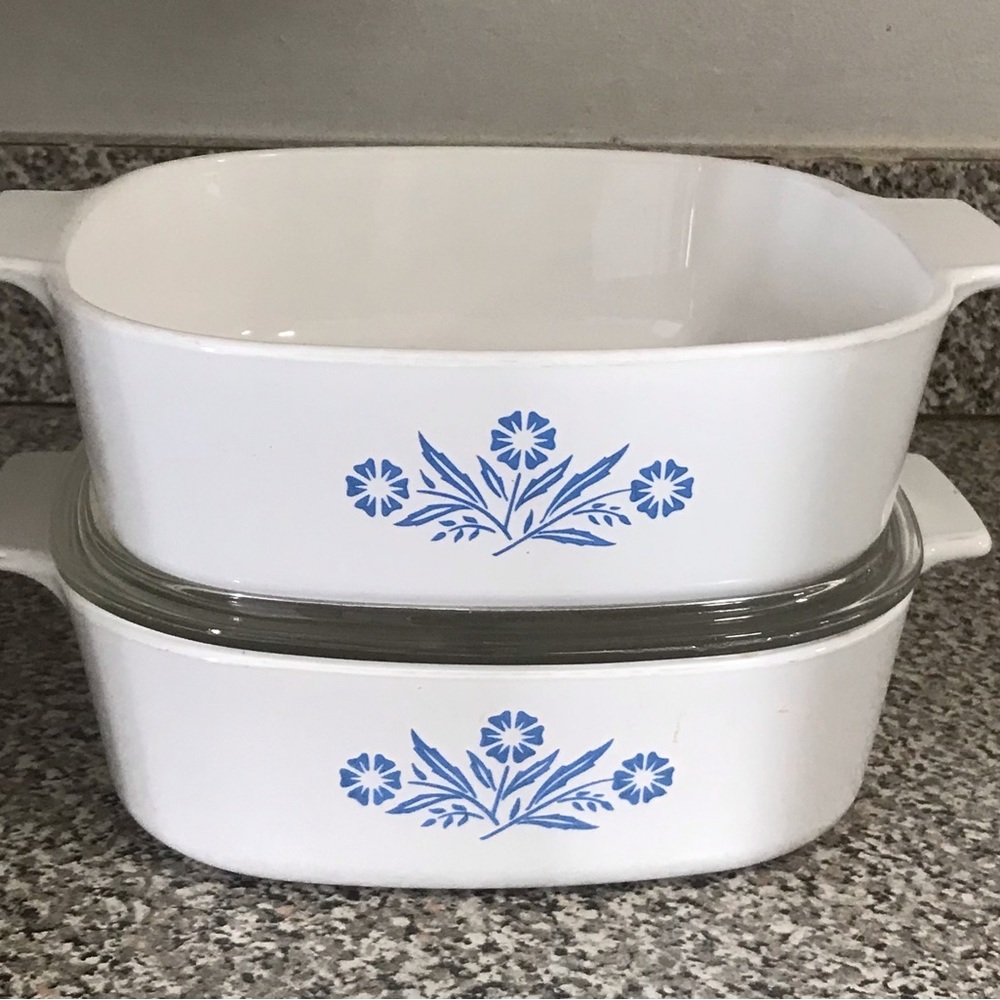 Lot of 2: 2QT Vintage Corning Ware Blue Cornflower A-2-B **Only ONE With LID**